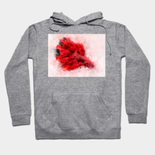 Red Betta Fish watercolor Hoodie